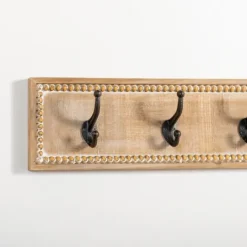 Kirkland's Home Beaded Wood Plaque Metal Wall Hooks- Hooks