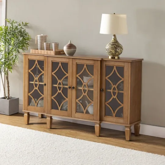 Kirkland's Home Becky Acorn Wood 4-Door Sideboard- Cabinets & Sideboards