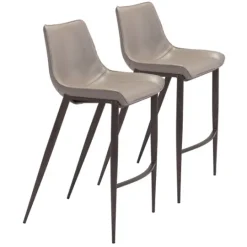 Kirkland's Home Beige & Brown Faux Leather 2-Pc. Bar Stool Set- Bar Stools & Counter Height Stools