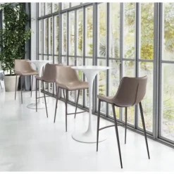Kirkland's Home Beige & Brown Faux Leather 2-Pc. Bar Stool Set- Bar Stools & Counter Height Stools