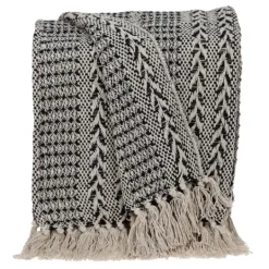 Kirkland's Home Beige And Black Patterned Throw- Blankets & Throws