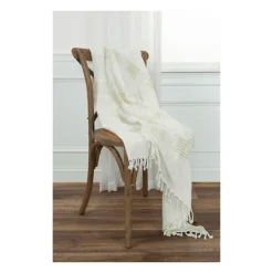 Kirkland's Home Beige And Ivory Woven Stripe Throw- Blankets & Throws