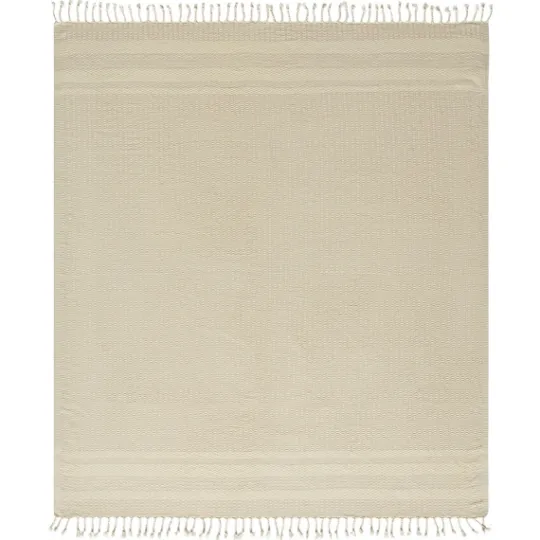 Kirkland's Home Beige And White Stripes Cotton Throw- Blankets & Throws