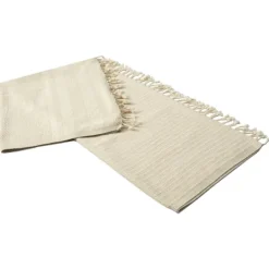 Kirkland's Home Beige And White Stripes Cotton Throw- Blankets & Throws