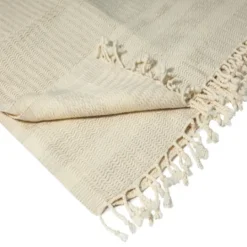 Kirkland's Home Beige And White Stripes Cotton Throw- Blankets & Throws