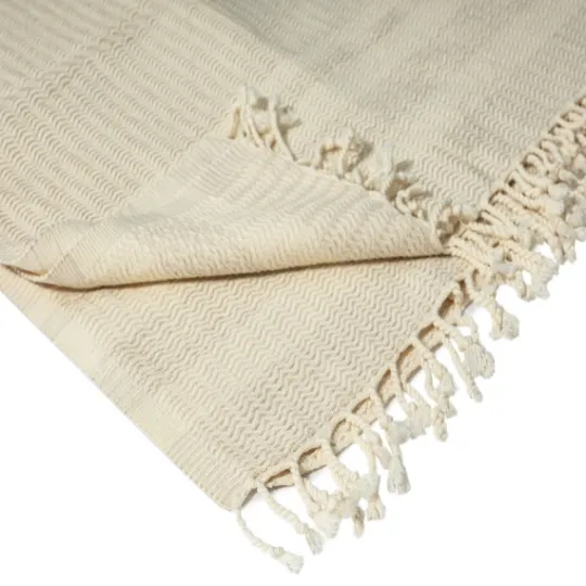 Kirkland's Home Beige And White Stripes Cotton Throw- Blankets & Throws