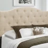 Kirkland's Home Beige Bryne Button Tufted King Headboard- Beds & Headboards