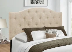 Kirkland's Home Beige Bryne Button Tufted King Headboard- Beds & Headboards