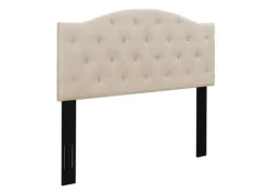 Kirkland's Home Beige Bryne Button Tufted King Headboard- Beds & Headboards
