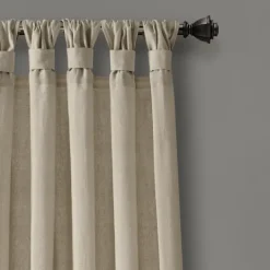 Kirkland's Home Beige Burlap Knotted Curtain Panel Set, 108 In.- Curtains & Drapes