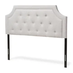 Kirkland's Home Beige Button Tufted Scalloped Queen Headboard- Beds & Headboards