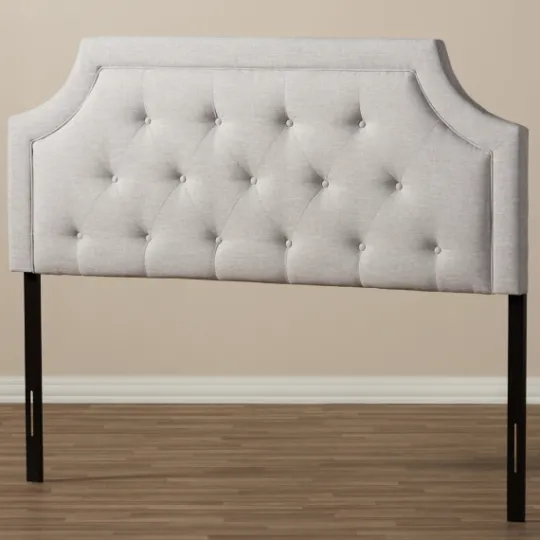 Kirkland's Home Beige Button Tufted Scalloped Queen Headboard- Beds & Headboards
