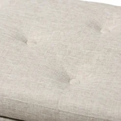 Kirkland's Home Beige Button-Tufted Upholstered Storage Bench- Benches & Ottomans