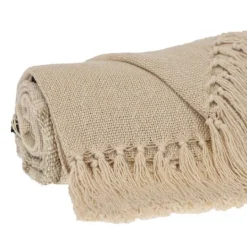 Kirkland's Home Beige Chunky Stitch Cotton Throw- Blankets & Throws