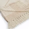 Kirkland's Home Beige Cotton Diamond Geometric Fringe Throw- Blankets & Throws