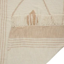 Kirkland's Home Beige Cotton Diamond Geometric Fringe Throw- Blankets & Throws