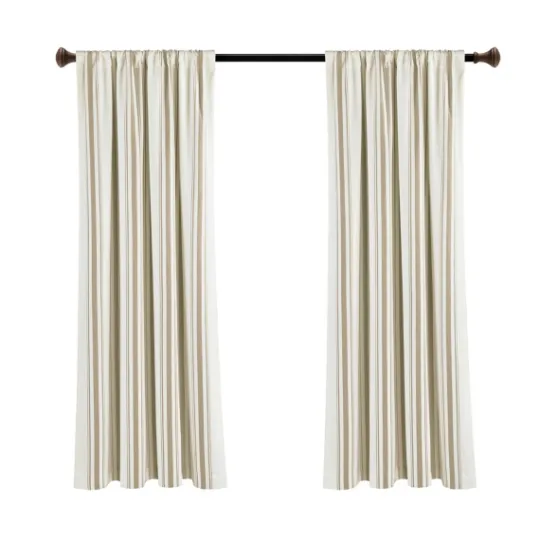 Kirkland's Home Beige Farmhouse Stripe Curtain Panels, Set Of 2- Curtains & Drapes