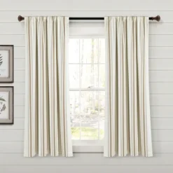 Kirkland's Home Beige Farmhouse Stripe Curtain Panels, Set Of 2- Curtains & Drapes