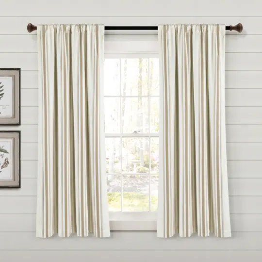 Kirkland's Home Beige Farmhouse Stripe Curtain Panels, Set Of 2- Curtains & Drapes
