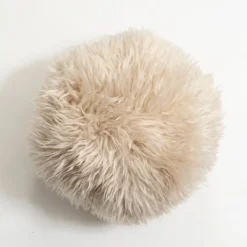 Kirkland's Home Beige Faux Fur Sphere Pillow- Pillows