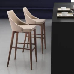 Kirkland's Home Beige Faux Leather And White Trim Bar Stool- Bar Stools & Counter Height Stools