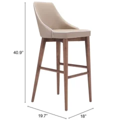 Kirkland's Home Beige Faux Leather And White Trim Bar Stool- Bar Stools & Counter Height Stools