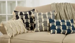 Kirkland's Home Beige Frayed Tassel Lumbar Pillow- Pillows