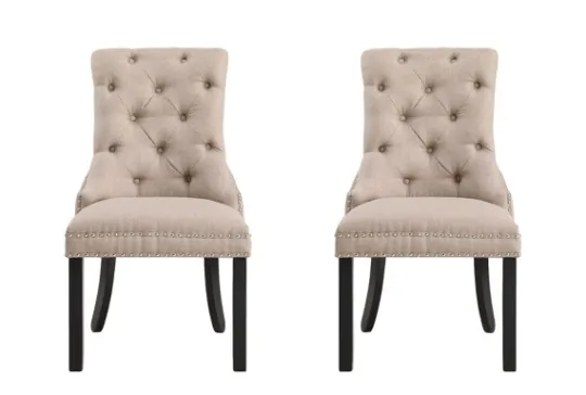 Kirkland's Home Beige Hourglass Tufted Dining Chairs, Set Of 2- Dining Chairs