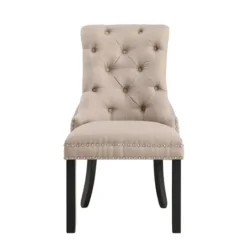 Kirkland's Home Beige Hourglass Tufted Dining Chairs, Set Of 2- Dining Chairs