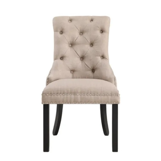 Kirkland's Home Beige Hourglass Tufted Dining Chairs, Set Of 2- Dining Chairs