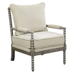 Kirkland's Home Beige Liam Turned Leg Accent Chair- Accent Chairs