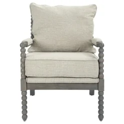 Kirkland's Home Beige Liam Turned Leg Accent Chair- Accent Chairs
