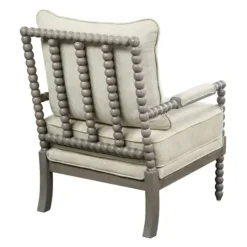 Kirkland's Home Beige Liam Turned Leg Accent Chair- Accent Chairs