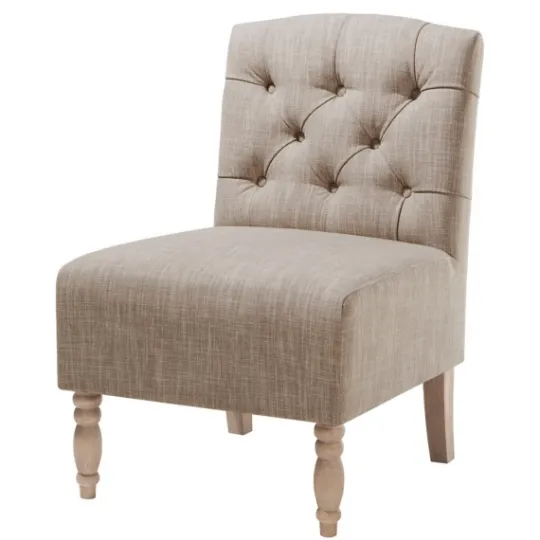 Kirkland's Home Beige Luna Tufted Armless Accent Chair- Accent Chairs