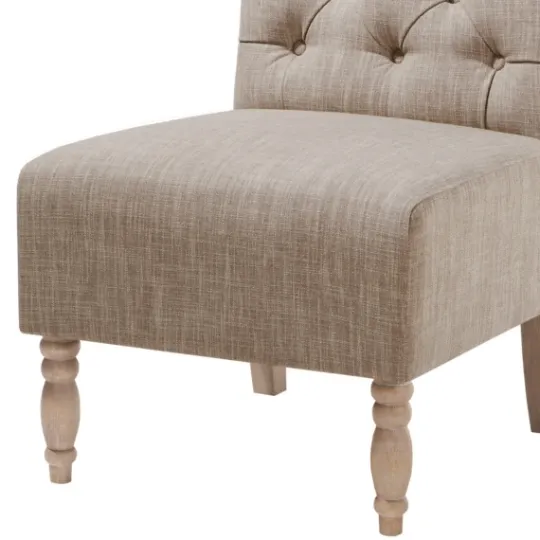 Kirkland's Home Beige Luna Tufted Armless Accent Chair- Accent Chairs