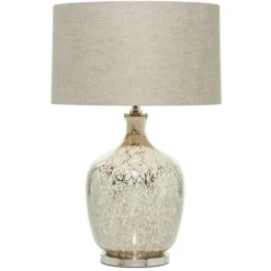 Kirkland's Home Beige Marbled Mercury Glass Table Lamp- Table Lamps