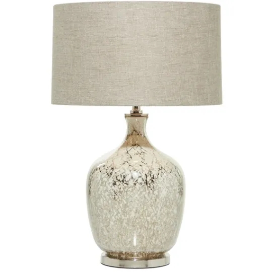 Kirkland's Home Beige Marbled Mercury Glass Table Lamp- Table Lamps
