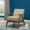 Kirkland's Home Beige Mid-Century Hazel Wood Frame Accent Chair- Accent Chairs