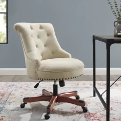 Kirkland's Home Beige Miller Tufted Office Chair- Office Furniture