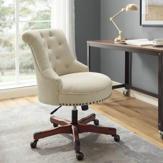 Kirkland's Home Beige Miller Tufted Office Chair- Office Furniture