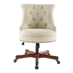 Kirkland's Home Beige Miller Tufted Office Chair- Office Furniture