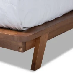 Kirkland's Home Beige Tufted And Natural Walnut Full Platform Bed- Beds & Headboards