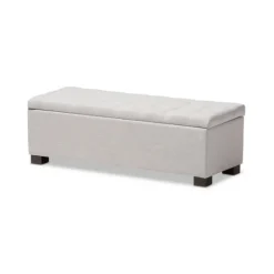 Kirkland's Home Beige Tufted Contemporary Storage Bench- Benches & Ottomans