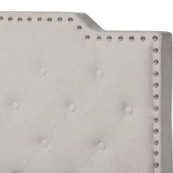 Kirkland's Home Beige Upholstered Button Tufted King Panel Bed- Beds & Headboards