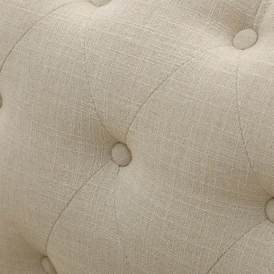 Kirkland's Home Beige Upholstered Button Tufted Loveseat- Sofas & Loveseats