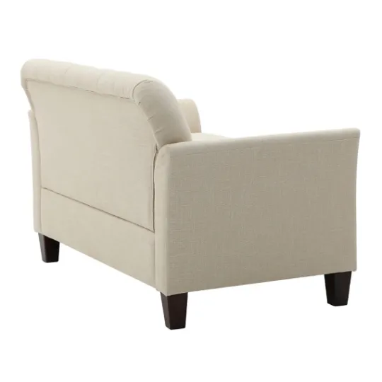 Kirkland's Home Beige Upholstered Button Tufted Loveseat- Sofas & Loveseats