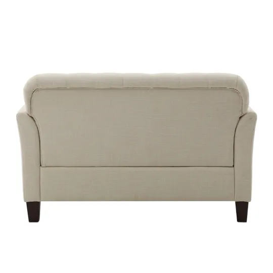 Kirkland's Home Beige Upholstered Button Tufted Loveseat- Sofas & Loveseats