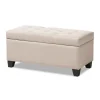 Kirkland's Home Beige Upholstered Storage Ottoman- Benches & Ottomans