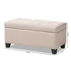 Kirkland's Home Beige Upholstered Storage Ottoman- Benches & Ottomans