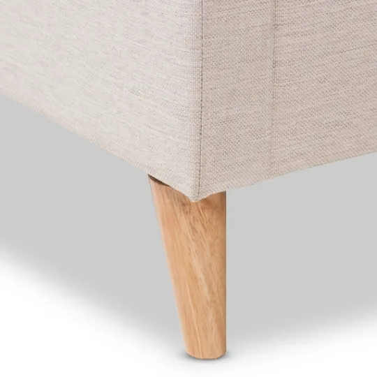 Kirkland's Home Beige Upholstered Wingback Queen Platform Bed- Beds & Headboards